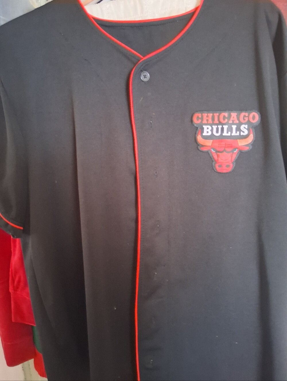 Black & Red Button-Up Jersey Shirt